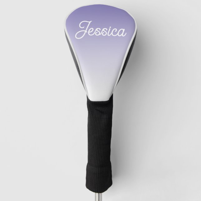 (Editable) Light Purple Colour Ombre & Your Text Golf Head Cover (Front)
