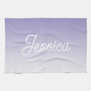 (Editable) Light Purple Colour Ombre & Your Text Kitchen Towel