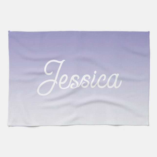 (Editable) Light Purple Colour Ombre & Your Text Kitchen Towel (Horizontal)