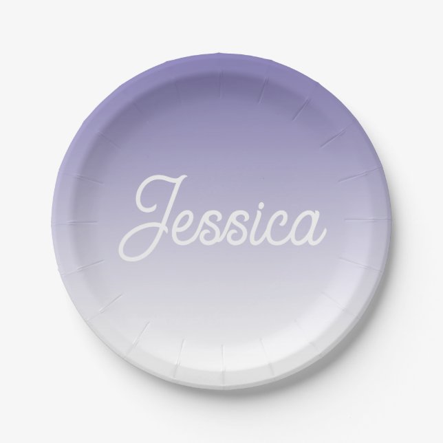(Editable) Light Purple Colour Ombre & Your Text Paper Plate (Front)