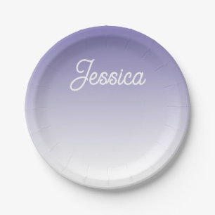 (Editable) Light Purple Colour Ombre & Your Text Paper Plate
