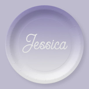(Editable) Light Purple Colour Ombre & Your Text Paper Plate