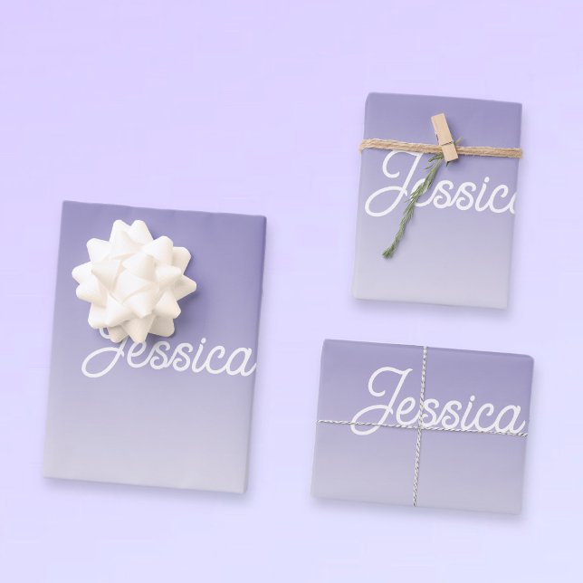 (Editable) Light Purple Colour Ombre & Your Text Wrapping Paper Sheet (Creator Uploaded)
