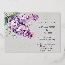 Editable Lilac Floral Invitation, Floral and Gold