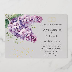 Editable Lilac Floral Invitation, Floral and Gold