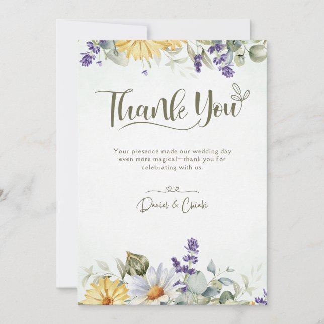 Editable Lilac & Green Wedding Invitation Foil (Front)