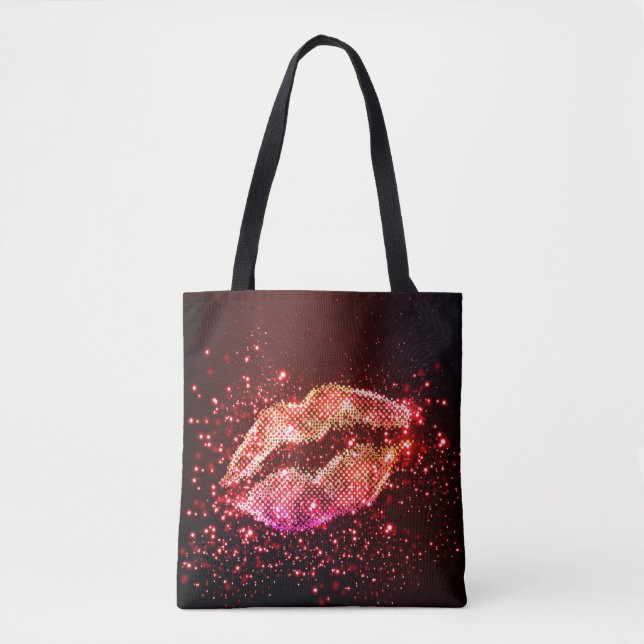Editable Lip Illustration: Simple Graphic Design Tote Bag (Front)