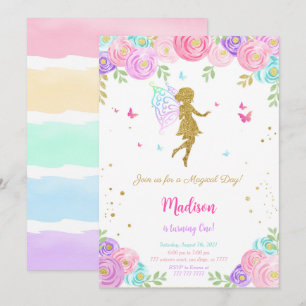 Editable Little Fairy Birthday Party Invitation