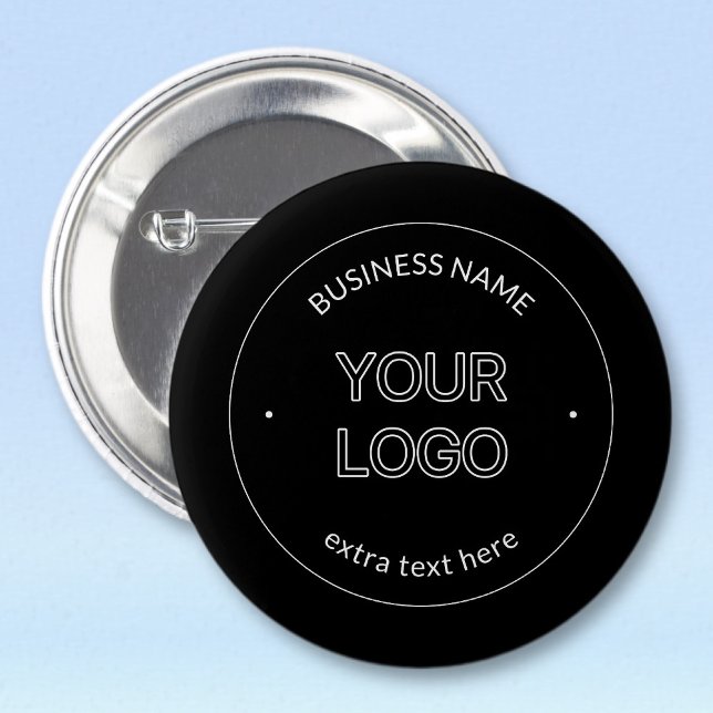 Editable Logo Replacement & Business Name | Black 2 Inch Round Button (Creator Uploaded)