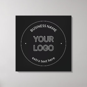 Editable Logo Replacement & Business Name   Black Canvas Print