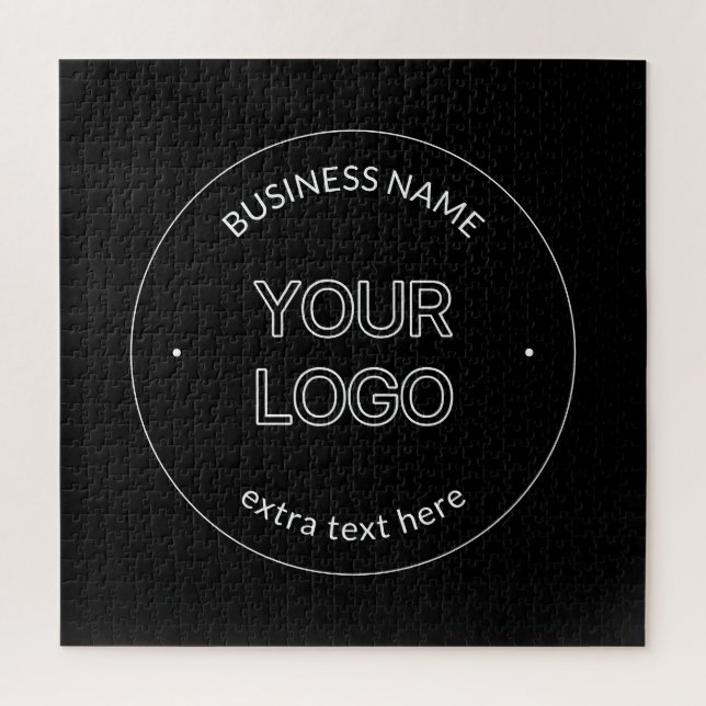Editable Logo Replacement & Business Name | Black Jigsaw Puzzle (Vertical)