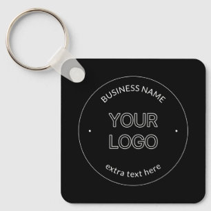 Editable Logo Replacement & Business Name   Black Keychain