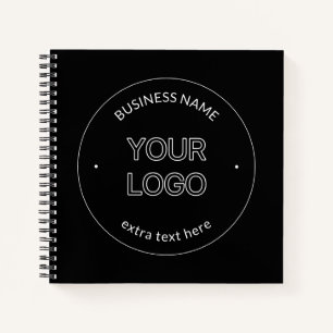 Editable Logo Replacement & Business Name   Black Notebook