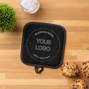 Editable Logo Replacement & Business Name Black Pot Holder