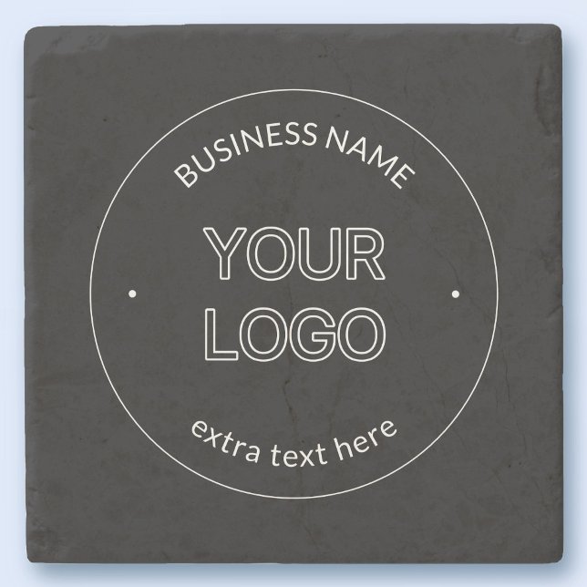 Editable Logo Replacement & Business Name | Black Stone Coaster (Creator Uploaded)