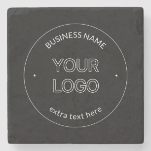 Editable Logo Replacement & Business Name   Black Stone Coaster