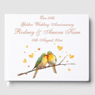 Editable Love Birds Wedding Anniversary Guest Book