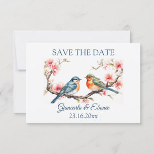 Editable Lovebirds Save The Date Card