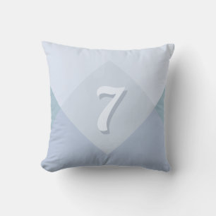 Editable Lucky Number Seven on Silver Blue Shades Throw Pillow