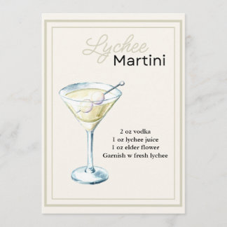 Editable Lychee Martini Recipe Card