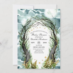 Editable Magical Woodland Forest Baby Shower Invitation