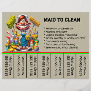 Editable Maid To Clean Services Phone Number Flyer