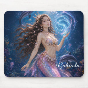 Editable Mareena Magical Mermaid Seashell Mouse Pad