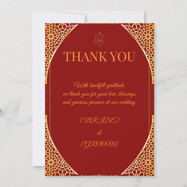Editable Marriage Thank You Note Card (Front)