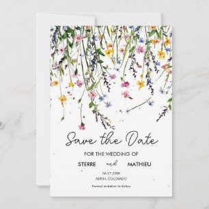Editable Meadow Wildflowers Save The Date