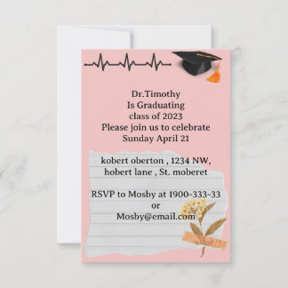 Editable Medical student graduation invitation 