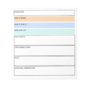 Editable Medication Summary For Medical Students Notepad