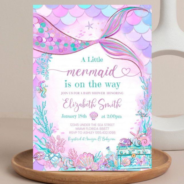 Editable Mermaid Baby Shower Invitation Baby Showe (Creator Uploaded)