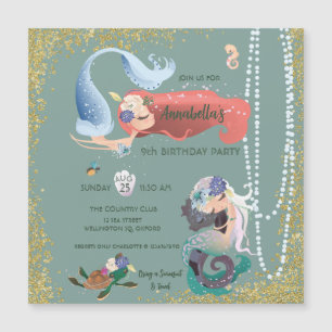 Editable Mermaid  Magnetic Invitation