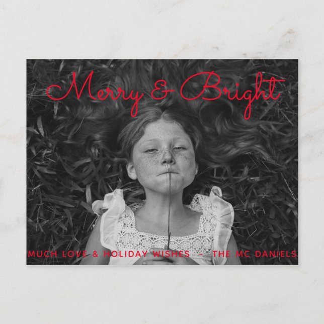 Editable Merry & Bright Holiday Photo Card (Front)