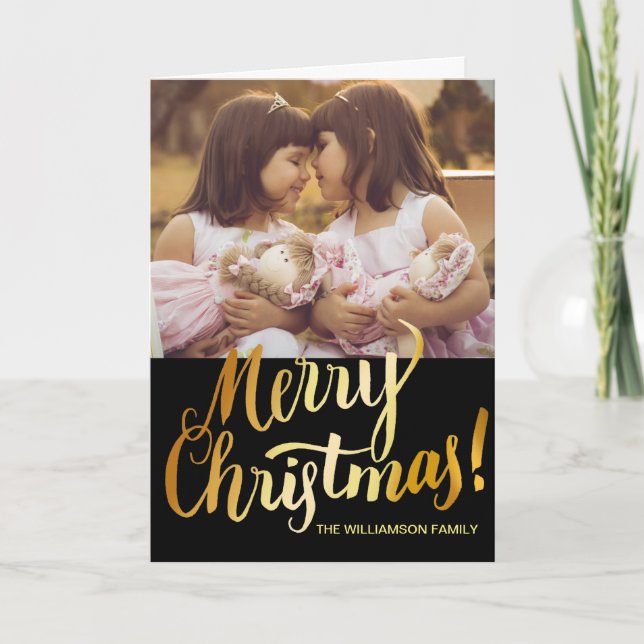 Editable Merry Christmas Card with Family Photo (Front)