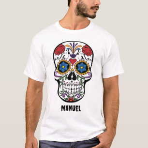 Editable Mexican Day of the Dead Skull and Name T-Shirt
