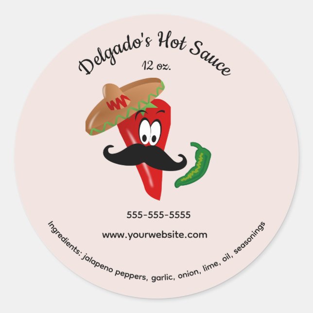 Editable Mexican Hot Sauce Label (Front)