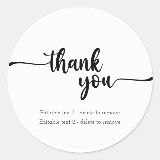 Editable Minimalist Thank You Sticker Label (Front)