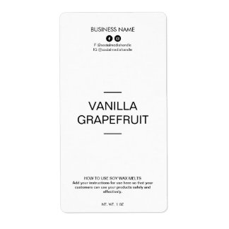 Editable Minimalist White Soy Wax Melt Labels