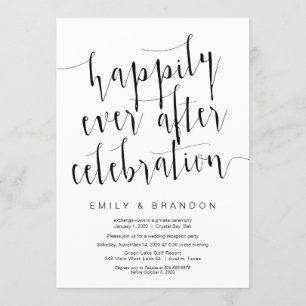 Editable Modern Black Script, Wedding Elopement Invitation