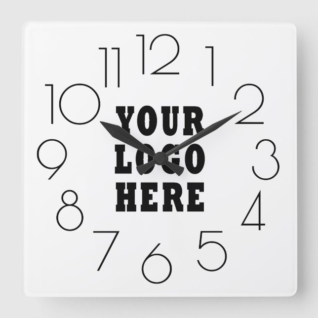 Editable Modern Minimalist Company Business Logo Square Wall Clock (Front)