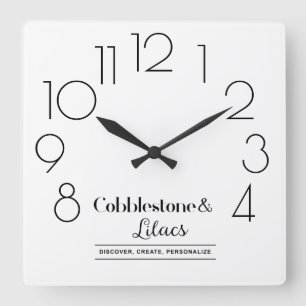 Editable Modern Minimalist Your Business Logo Square Wall Clock
