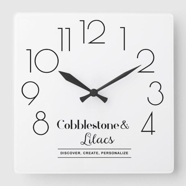 Editable Modern Minimalist Your Business Logo Square Wall Clock (Front)