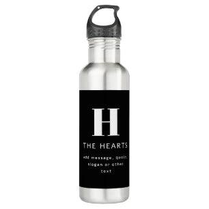 Editable Modern Monogram Name & Message   Black 710 Ml Water Bottle