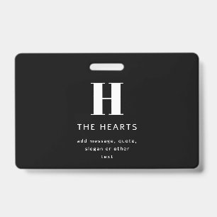 Editable Modern Monogram Name & Message Black Badge