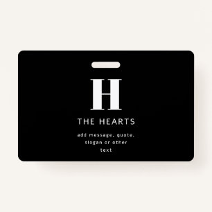 Editable Modern Monogram Name & Message   Black Badge