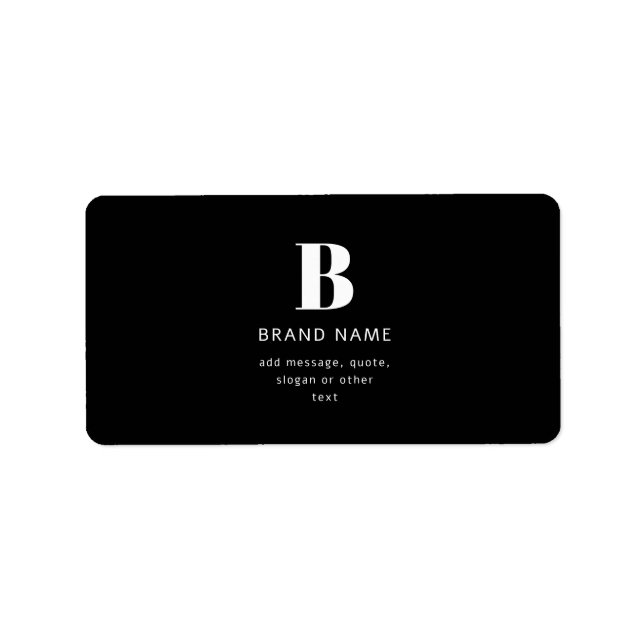 Editable Modern Monogram Name & Message | Black Label (Front)