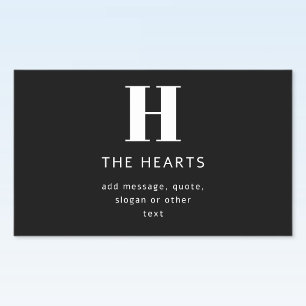 Editable Modern Monogram Name & Message   Black Sticker