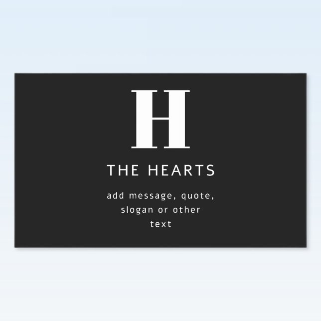 Editable Modern Monogram Name & Message | Black Sticker (Creator Uploaded)