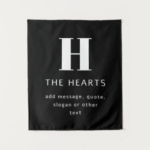 Editable Modern Monogram Name & Message   Black Tapestry